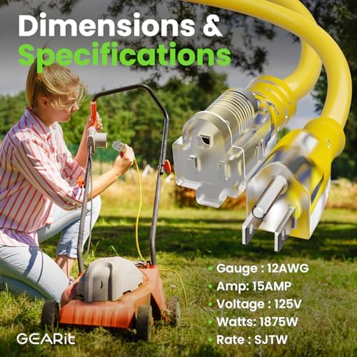 GEARit 25 Ft 12 Gauge Extension Cord SJTW OFC Copper ETL 15A 125V Grounded - Image 6