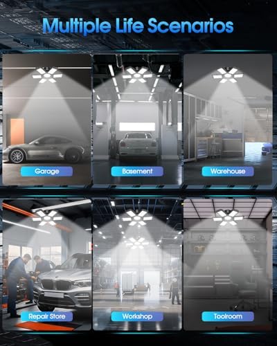 AUDLES 1 Pack Garage Light, 200W 20000LM 6500K LED Shop Lights, Garage Lights Ceiling Led with 6+1 Deformable Panels, Screw in E26/E27 Socket Bulb for Warehouse, Workshop, Basement, Barn Lighting - Image 6