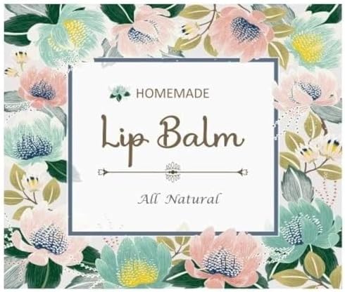 Homemade Skincare Products Adhesive Labels Stickers for Lip Balm Handcream Candle Container Tubes 20pcs (Lip Balm - Teal-Multi Floral) by ZZYBIA