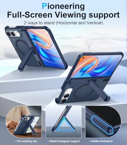 Temdan Magnetic for iPhone Duo Case Ultra Fold with Hidden Stand, Blue - Image 3