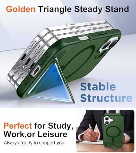 Temdan Designed for iPhone 17 Case, [Built-in Invisible Kickstand][Compatible with MagSafe][Military Grade Shockproof] Slim Translucent Matte Phone Case for iPhone 17 6.3 inch (Forest Green) - Image 5