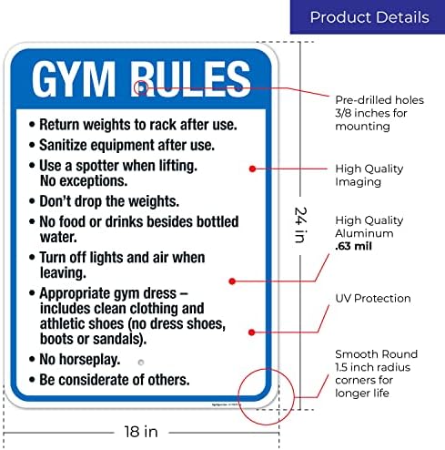 Gym Rules Return Weights to Rack After Use Sanitize Equipment After Use - Image 3