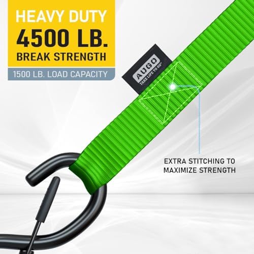 Soft Loop Tie Down Straps - 1,500 Load Capacity & 4,500 Lbs Breaking Strength - 6 Pack - Loops for Securing ATV, UTV, Motorcycles, Scooters, Dirt Bikes, Lawn & Garden Equipment - by AUGO - Image 3