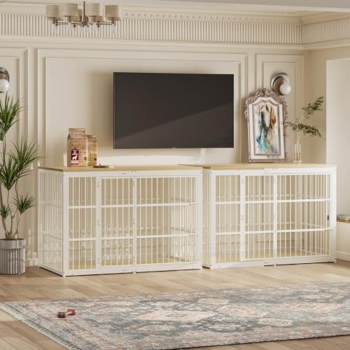 Lyromix 54" Dog Crate Furniture with Foldable Door, Natural Beech - Image 6