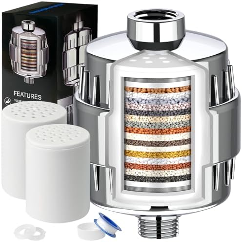 Shower Filter - 20 Stage, 2 Replacement Cartridges Total - 1 Installed by Dwavele