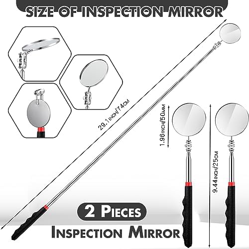 Copkim 2 Pcs Telescoping Inspection Mirror Mechanics Mirror,50mm,Black - Image 2