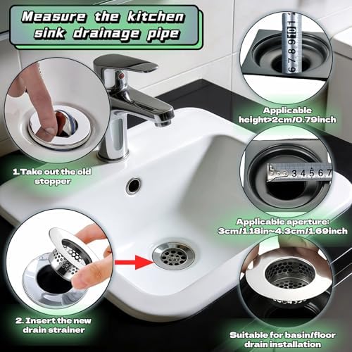 2-Pack Stainless Steel Drain Filter for Bathtub, Shower & Sink – 1.97” Universal Hair Catcher, Clog Preventer for Tub, Floor Drain, Bathroom Sink, Kitchen Sink – Easy Clean, Fast Flow, Odor & Guard - Image 5