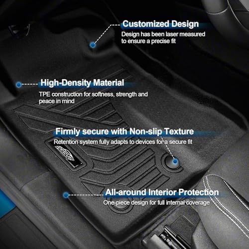 Peleus Floor Mats for Ford Mustang 2015-2025 2026 (NOT for Mach-E,Cargo w/o Subwoofer Box),TPE All Weather Protection 2 Rows Car Floor Liners with Cargo Liner for Ford Mustang Trunk Mat+Floor Mats - Image 2