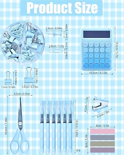 LXEVIHK Blue Desk Accessories 21-Piece Office Supplies Gift Set - Image 7