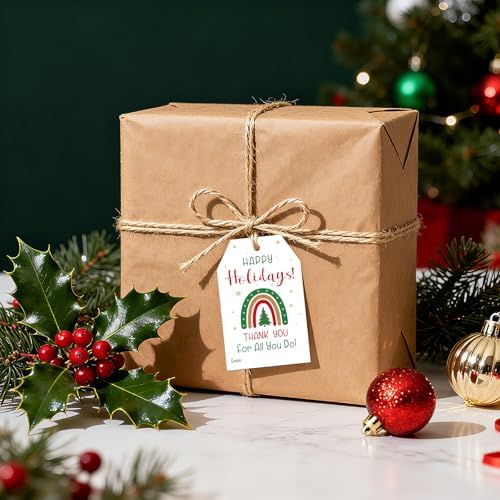 joycraft 50Pcs Christmas Tags with String, Happy Holiday Gift Tags - Image 4