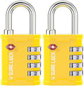 SURE LOCK TSA Accepted 4 Dig Heavy Duty Big Combination Luggage Padlock All Metal Travel Lock for Equipment Hard Case Luggage Gun Case Gym Locker Pelican Vault Lock (2, Yellow) by Hopeyoucanstaysafe