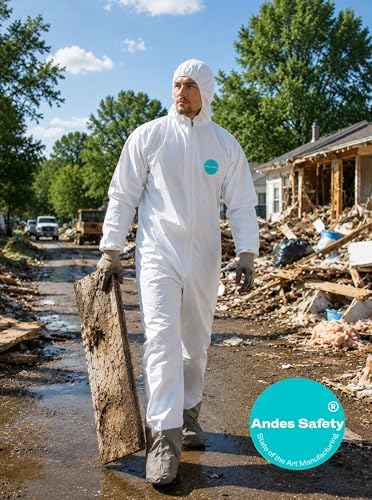 Andes 25 Pack Hazmat Suits with Boots, Lab Coveralls - Image 4