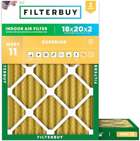 Filterbuy 18x20x2 Air Filter MERV 11 Pet & Allergy Defense (2-Pack) by Filterbuy
