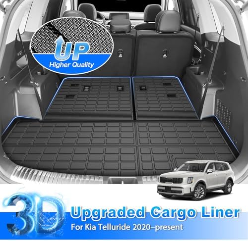 Telluride Floor Mats - Fit for Kia Telluride 2020-2025 (7&8 Seats)（Not for 2027）, All Weather Floor Mat & Cargo Liner w/Baclkrest for Telluride Accessories, Heavy Duty Waterproof - Image 3