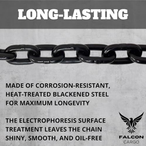 2PK Falcon Cargo 5/8" X 10' Grade 80 Transport Binder Chain - 18,100 LBS WLL - Clevis Grab Hook, Tie-Down, Towing - Image 6