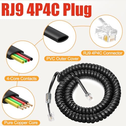 Uvital 5 Pack Phone Cord with Detanglers 10Ft Uncoiled/1.2Ft Coiled, Black - Image 5
