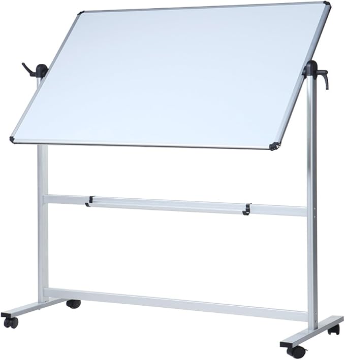 VIZ-PRO Double-Sided Magnetic Mobile Whiteboard, 72 x 48 Inches, Rolling Dry by VIZ-PRO