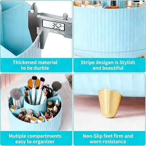 360 Rotating Multipurpose Organizer - Cute Rotating Pen Holder with, 12Pcs Desk Organizers and Accessories, Art Supply Storage Box Caddy for Office, Home(Blue) - Image 4