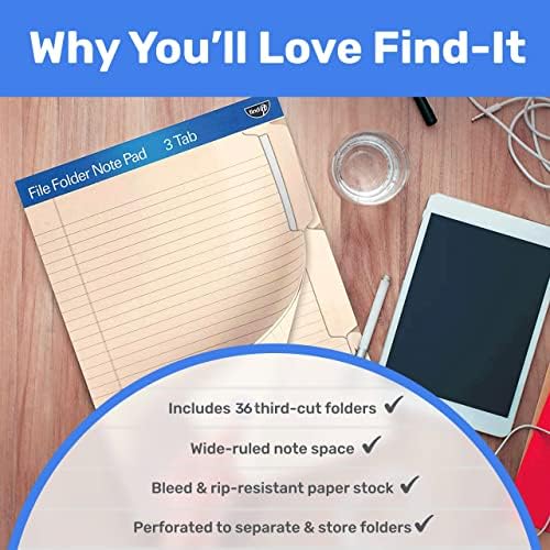 Find It File Folder Notepad, 36-Ct 3rd-Cut Tab Organizer Folders, Cream - Image 6