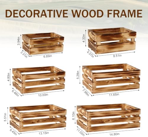 Set of 6 Wooden Crates for Display, Nesting Wood Crates for Storage - Image 2