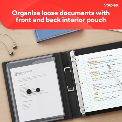 Staples Better 1-Inch D-Ring Binder, Black, Heavy-Duty, 3-Ring - Image 5