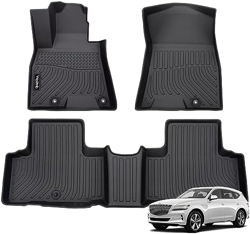 Wailtnb-Floor Mats Custom for Genesis GV80 2021-2026 5 Seats (Not for Coupe) All Weather Waterproof TPE Car Floor Liners Fits Front&2nd Row Full Set Black Accessories by Wailtnb