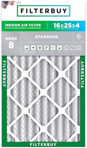 Filterbuy 16x25x4 Air Filter MERV 8 Dust & Allergy Defense (1-Pack) by Filterbuy