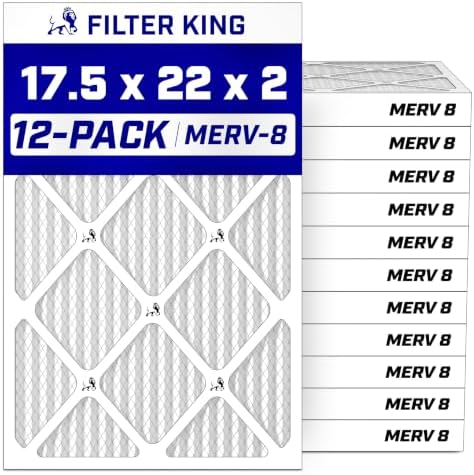 Filter King 17.5x22x2 Air Filter MERV 8, AC Furnace Filters (12-Pack) by FilterKing