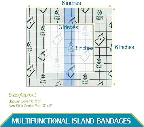 Waterproof Dialysis Catheter Shower Cover PD Catheter Shower Protector Shields with Non-Stick Center Pad for Peritoneal Dialysis Accessories Port Chest Central Line 6"x6" Pack of 25 - Image 3