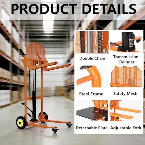 GarveeTech 450LB Hydraulic Material Lift, 36" Max Lift Pallet Truck Dolly - Image 7