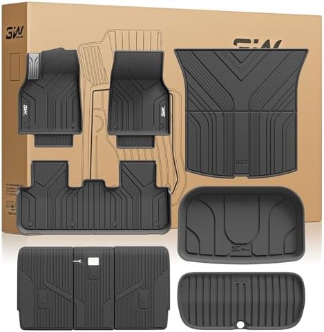 3W Tesla New Model Y Juniper Floor Mats and Cargo Liners, TPE Floor Liner for 2025 2026 Model Y, Trunk Mats & Seat Back Cover Protector, Tesla Model Y Juniper Accessories(Not For Standard), Vigormold™ by 3W