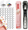 2PCS Portable Binder Clip Stapler with 100 Metal Refill Clips, Reusable Staple-Free Paper Binding System, Holds up to 40 Sheets, Office School Document Organizer Tool，Pink+Black by LSMARZJZ
