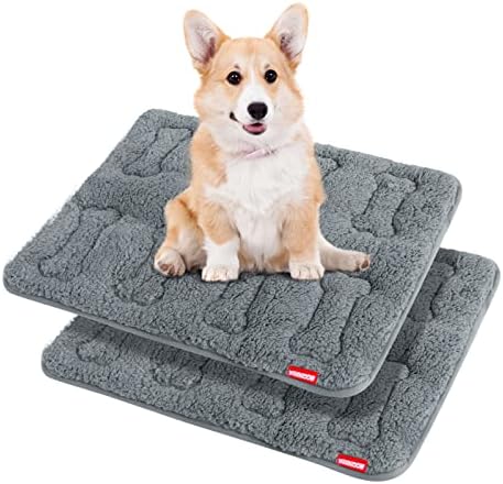 Dog Bed Crate Mat(24" X 18") 2 Pack, Soft Plush Dog Bed Pad by Moonsea