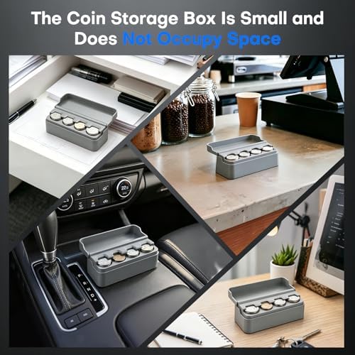 SINGARO Coin Holder for Car, Coin Change Organizer Compatible with Coins of Different Sizes, Dash-Mounted Holder Suitable for Most Cars, Trucks(Gray) - Image 6