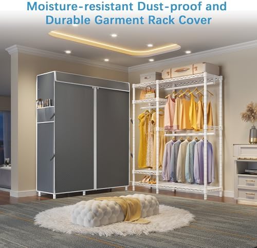 VIPEK V2C Heavy Duty Clothes Rack with Upgraded Polyester Cover, Metal Portable Closet with Adjustable Shelves & Hanging Rods, Freestanding Wardrobe Closet for Bedroom, Max Load 700LBS - Image 2