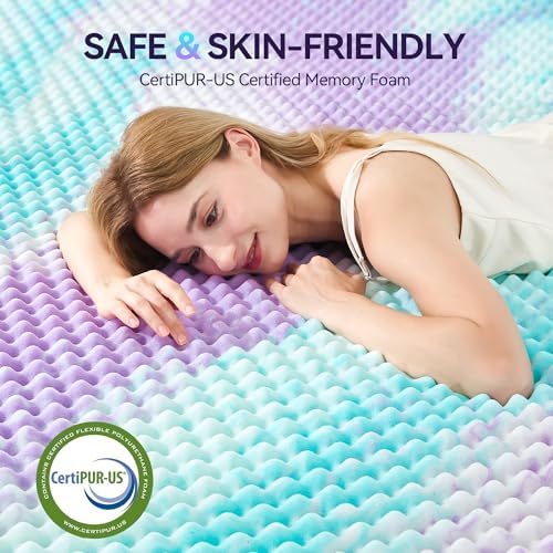SINWEEK 3 Inch Egg Crate Memory Foam Mattress Topper Twin XL, Twin Extra Long Mattress Pads for College Dorm Room, Pressure Relieve CertiPUR-US Certified,39x80 Inches, Colorful - Image 4