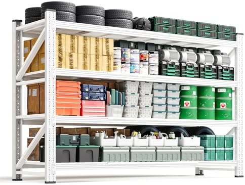 Letaya 71.3" W Metal Storage Shelves,5000LBS Heavy Duty Garage Shelving Units, 4 Tier Adjustable Utility Rack Shelf,Large Industrial Shelves,for Shop,Warehouse,Basement (71.3" W x 24" D x 70" H) by LetayaMetalCabinets