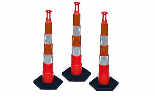 Eastern Metal 42" Stackable Ring TOP Traffic CHANNELIZER Cones W/16 lb Base by EASTERNMETALSIGNSANDSAFETY