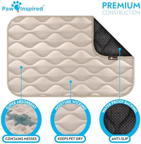 Paw Inspired Washable Padded Crate Mats for Dogs, Beige, 29x18 Inch - Image 5