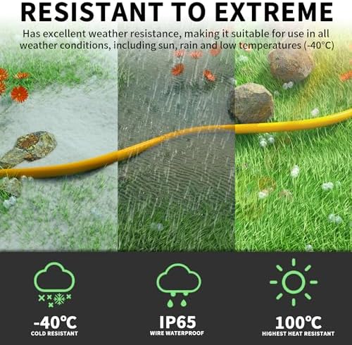 POWGRN 1 FT 2 Pack 12/3 Gauge Yellow Heavy Duty Outdoor Extension Cord - Image 5