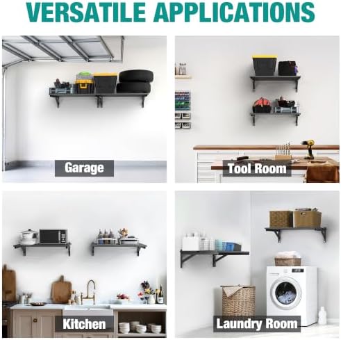 EVERHANGER Heavy Duty Garage Wall Shelves, 2 x 3 ft Metal Storage Shelves - Image 7