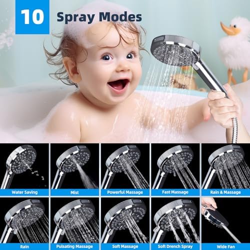 Hibbent All Metal Dual Filtered Rainfall High Pressure 10'' Shower Head - Image 2