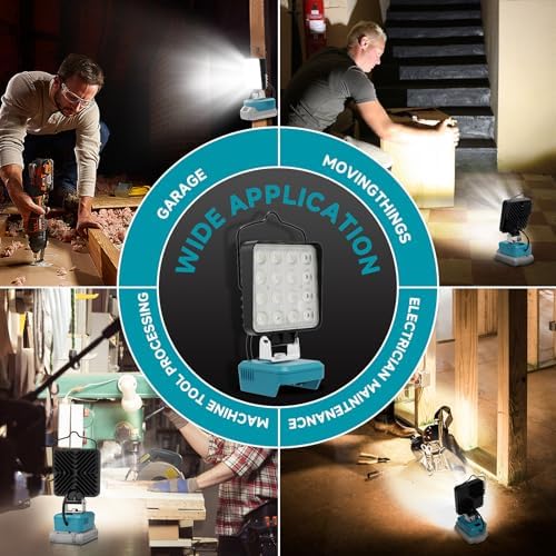 2 PCS LED Work Light for Makita 18V Battery,Battery Light for Makita 18v Tools Portable Outdoors Flood Lighting - Image 6