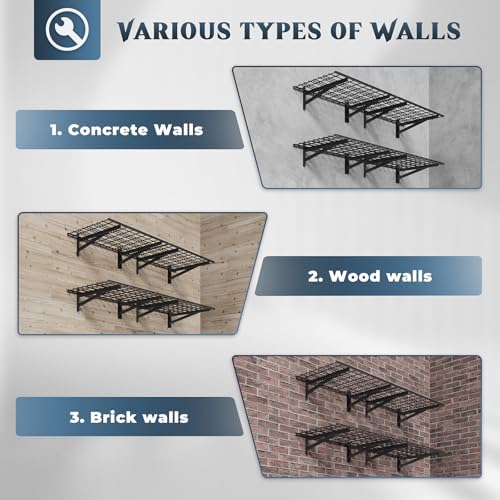 Jusgym 4 Pack Wall Mounted Garage Shelving, 2x3ft, 1400lbs Integrated Grid - Image 3