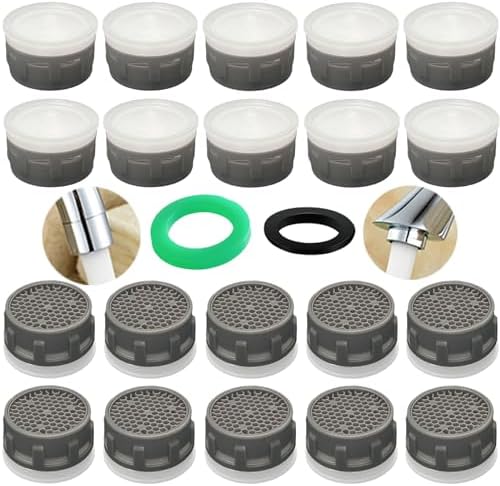 Faucet Aerator, 1.5 GPM Restrictor Plug-in Faucet Aerator Bathroom or Kitchen Replacement (20 pieces in white) by BOETOADG