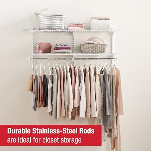 Rubbermaid Configurations Custom Closet Kit 3-6 Ft. Adjustable Metal Wire Shelving White Finish Expandable Organization System Hardware Included for Home Closet/Pantry/Laundry/Mudroom - Image 5