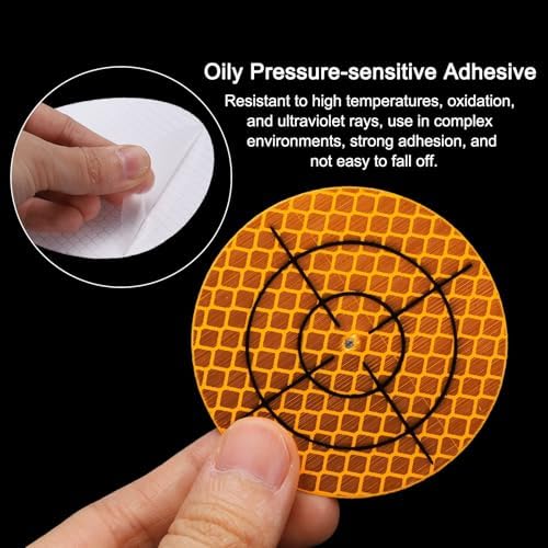 HARFINGTON 60pcs Survey Reflector Sheets 60mm x 60mm Self-Adhesive Surveying Target Mark Sticker Total Station Round Reflective Sheet Tape for Ship Inspection Tunnel Measure, Yellow - Image 4