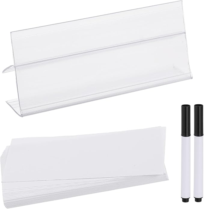 PATIKIL 3.9" x 1.8" Wire Shelf Label Holder, 20 Pack Reusable Plastic Price Tag by PATIKIL