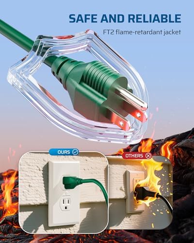 DEWENWILS 2-Pack Extension Cord 3 FT, 13A 125V, ETL Listed, Green - Image 3