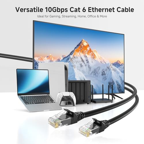 Cable Matters 10Gbps 5-Pack Snagless Cat 6 Ethernet Cable, 14ft, Black - Image 2
